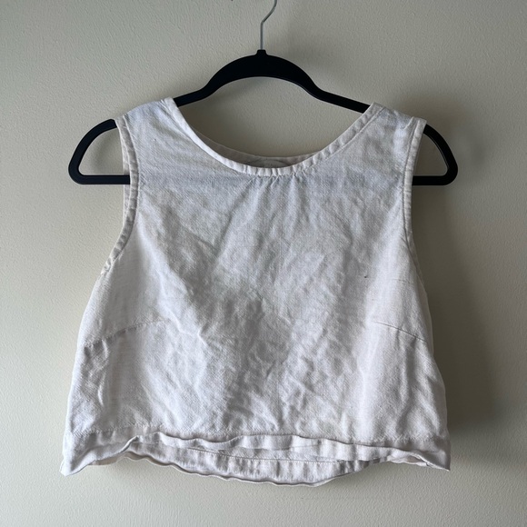 Elizabeth Suzann Tops - Elizabeth Suzann natural linen Petra Crop Top